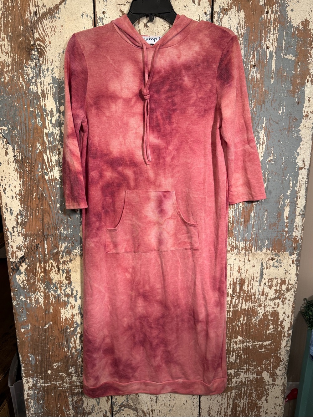 Tie-Dye Pink Hooded Sweatshirt Dress